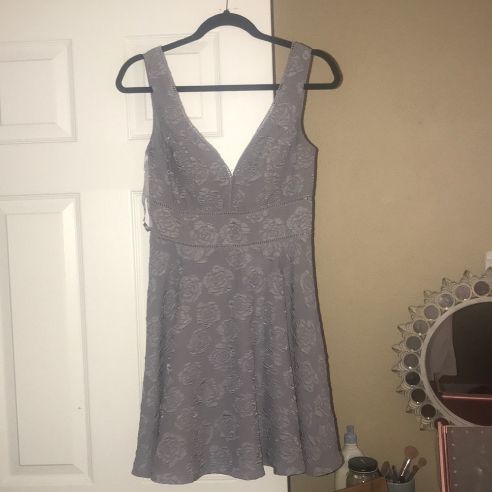 Grey floral formal dress